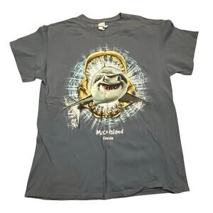 Maco Island Florida Shark‎ Graphic T-Shirt Mens L Blue Heavy Cotton Tee